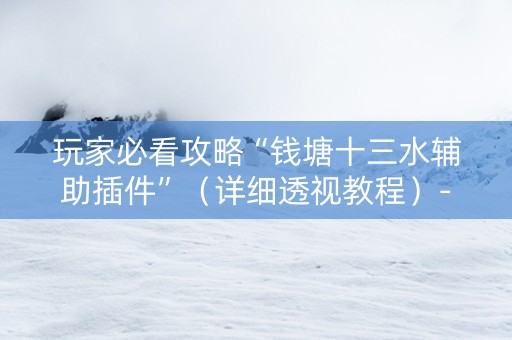 玩家必看攻略“钱塘十三水辅助插件”（详细透视教程）-哔哩哔哩
