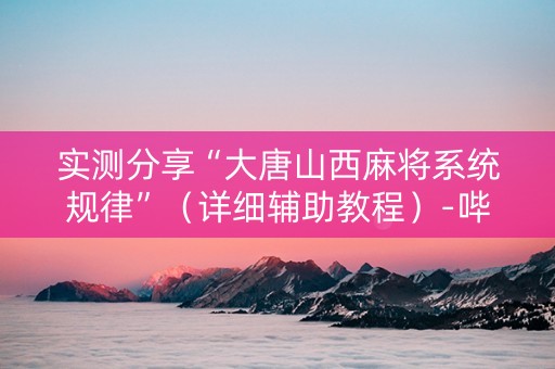 实测分享“大唐山西麻将系统规律”（详细辅助教程）-哔哩哔哩
