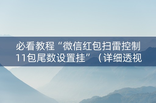 必看教程“微信红包扫雷控制11包尾数设置挂”（详细透视教程）-哔哩哔哩