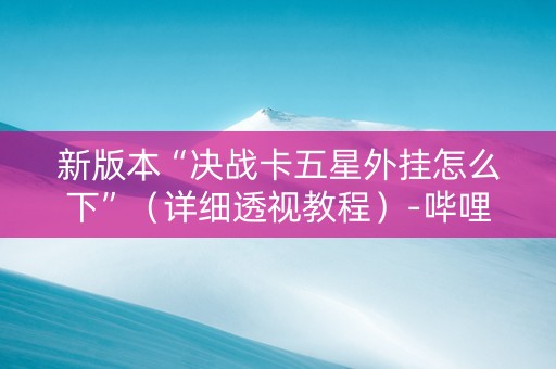 新版本“决战卡五星外挂怎么下”（详细透视教程）-哔哩哔哩