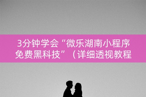3分钟学会“微乐湖南小程序免费黑科技”（详细透视教程）-哔哩哔哩