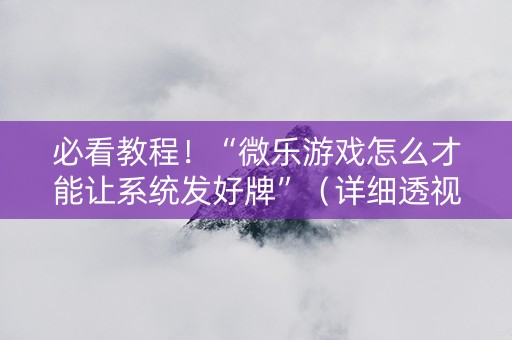 必看教程！“微乐游戏怎么才能让系统发好牌”（详细透视教程）-哔哩哔哩