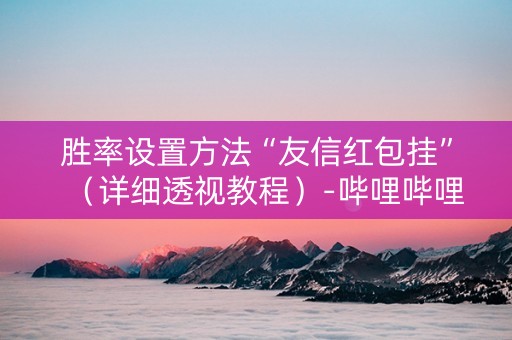 胜率设置方法“友信红包挂”（详细透视教程）-哔哩哔哩