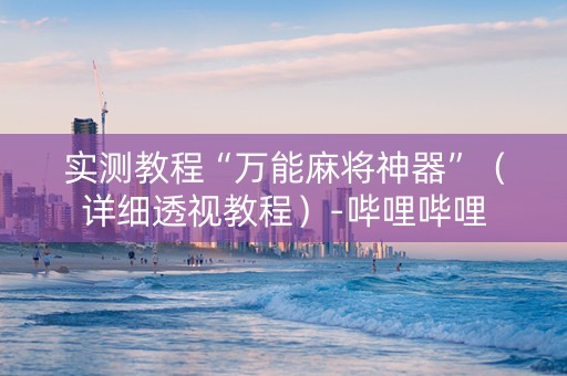 实测教程“万能麻将神器”（详细透视教程）-哔哩哔哩