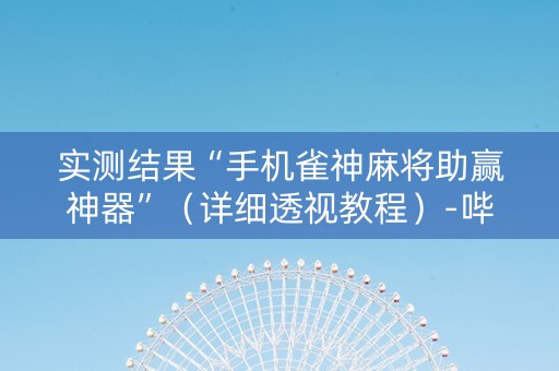 实测结果“手机雀神麻将助赢神器”（详细透视教程）-哔哩哔哩