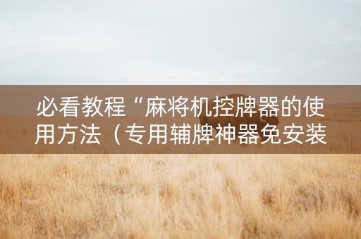 必看教程“麻将机控牌器的使用方法（专用辅牌神器免安装）