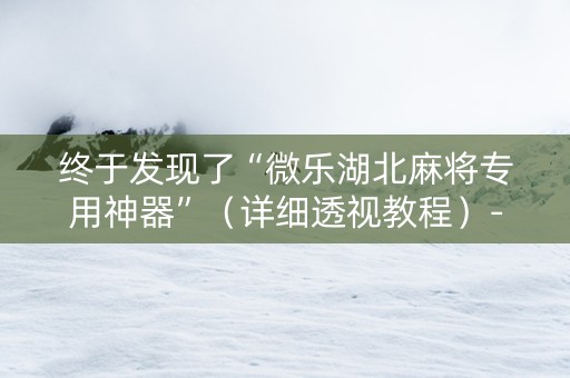 终于发现了“微乐湖北麻将专用神器”（详细透视教程）-哔哩哔哩
