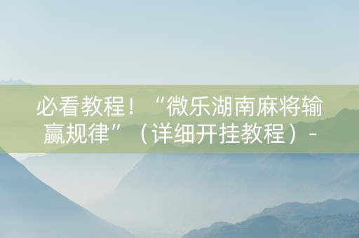必看教程！“微乐湖南麻将输赢规律”（详细开挂教程）-哔哩哔哩