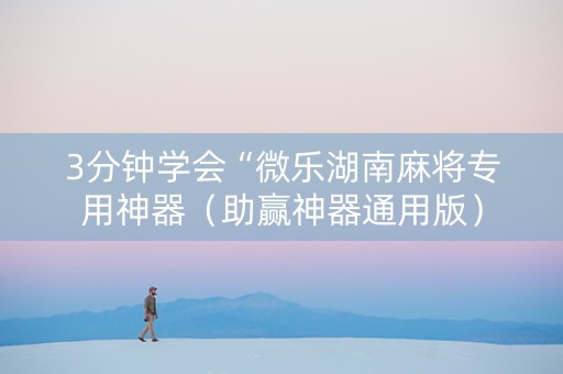 3分钟学会“微乐湖南麻将专用神器（助赢神器通用版）