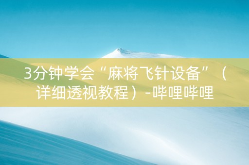 3分钟学会“麻将飞针设备”（详细透视教程）-哔哩哔哩