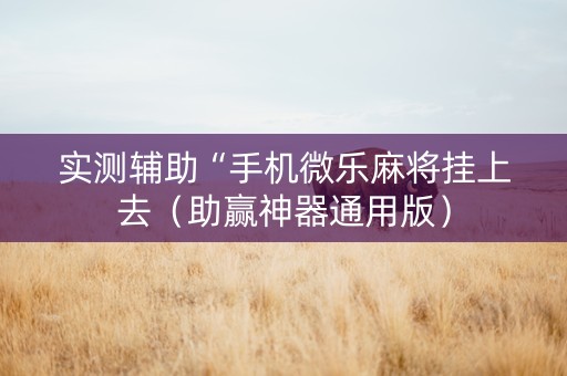 实测辅助“手机微乐麻将挂上去（助赢神器通用版）