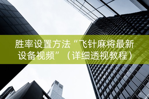 胜率设置方法“飞针麻将最新设备视频”（详细透视教程）-哔哩哔哩