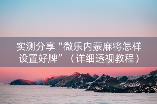 实测分享“微乐内蒙麻将怎样设置好牌”（详细透视教程）-哔哩哔哩