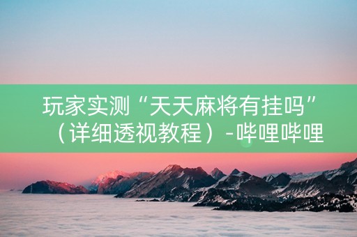 玩家实测“天天麻将有挂吗”（详细透视教程）-哔哩哔哩