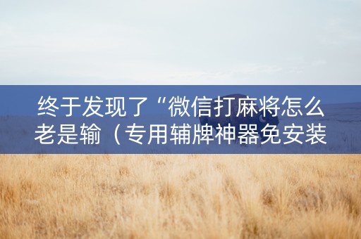 终于发现了“微信打麻将怎么老是输（专用辅牌神器免安装）