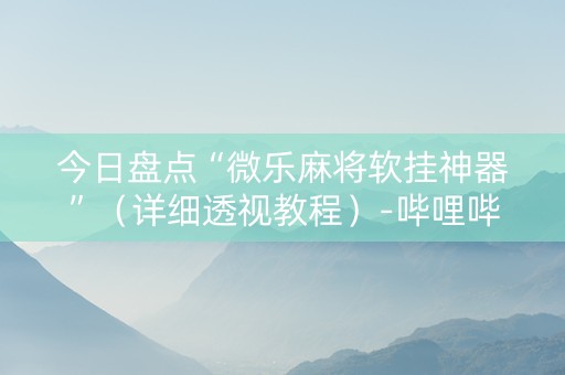今日盘点“微乐麻将软挂神器”（详细透视教程）-哔哩哔哩