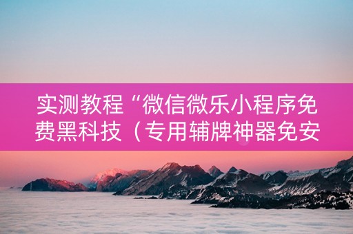 实测教程“微信微乐小程序免费黑科技（专用辅牌神器免安装）