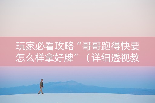 玩家必看攻略“哥哥跑得快要怎么样拿好牌”（详细透视教程）-哔哩哔哩