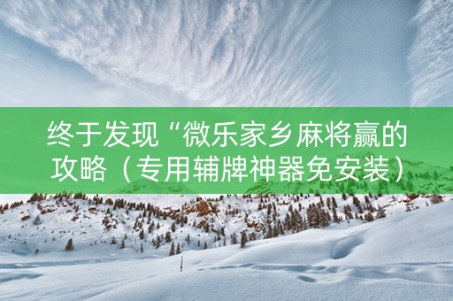 终于发现“微乐家乡麻将赢的攻略（专用辅牌神器免安装）
