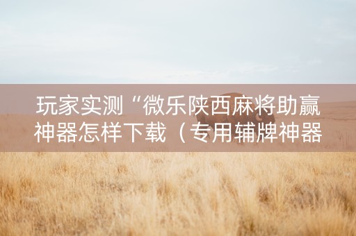 玩家实测“微乐陕西麻将助赢神器怎样下载（专用辅牌神器免安装）
