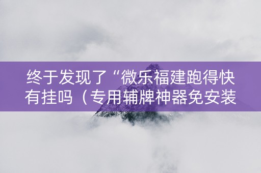 终于发现了“微乐福建跑得快有挂吗（专用辅牌神器免安装）