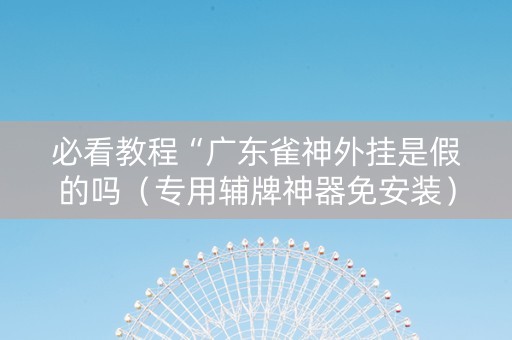 必看教程“广东雀神外挂是假的吗（专用辅牌神器免安装）