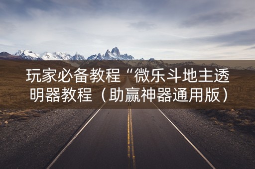玩家必备教程“微乐斗地主透明器教程（助赢神器通用版）