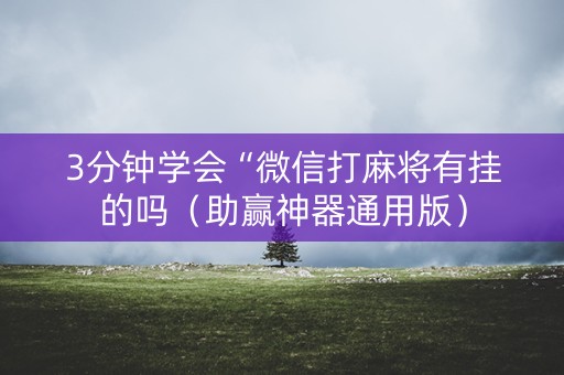 3分钟学会“微信打麻将有挂的吗（助赢神器通用版）