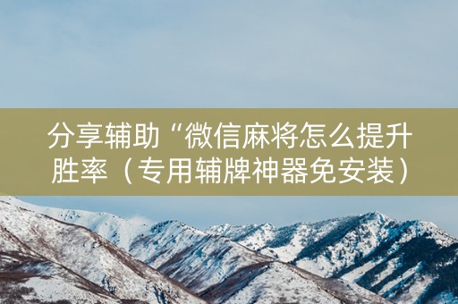 分享辅助“微信麻将怎么提升胜率（专用辅牌神器免安装）