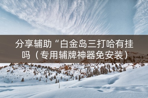 分享辅助“白金岛三打哈有挂吗（专用辅牌神器免安装）