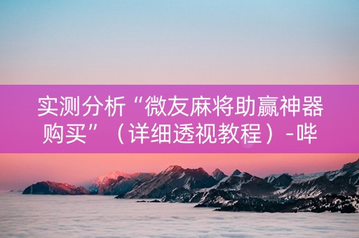 实测分析“微友麻将助赢神器购买”（详细透视教程）-哔哩哔哩