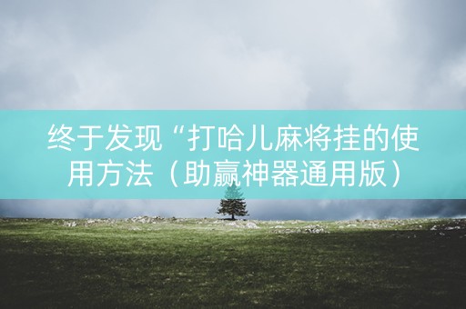 终于发现“打哈儿麻将挂的使用方法（助赢神器通用版）