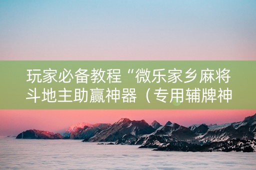 玩家必备教程“微乐家乡麻将斗地主助赢神器（专用辅牌神器免安装）