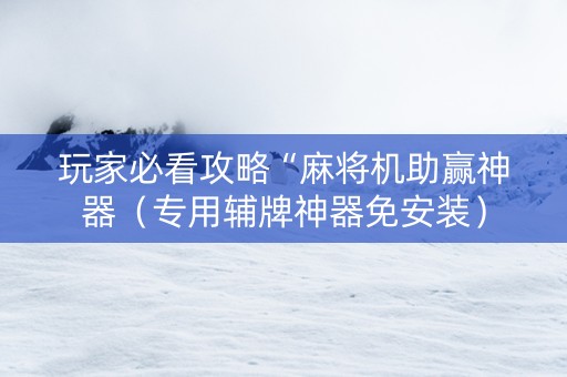 玩家必看攻略“麻将机助赢神器（专用辅牌神器免安装）