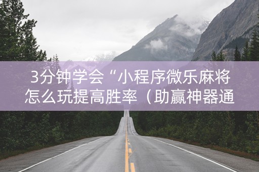 3分钟学会“小程序微乐麻将怎么玩提高胜率（助赢神器通用版）