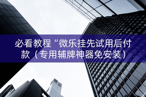 必看教程“微乐挂先试用后付款（专用辅牌神器免安装）