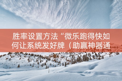 胜率设置方法“微乐跑得快如何让系统发好牌（助赢神器通用版）