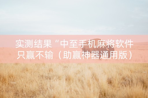 实测结果“中至手机麻将软件只赢不输（助赢神器通用版）