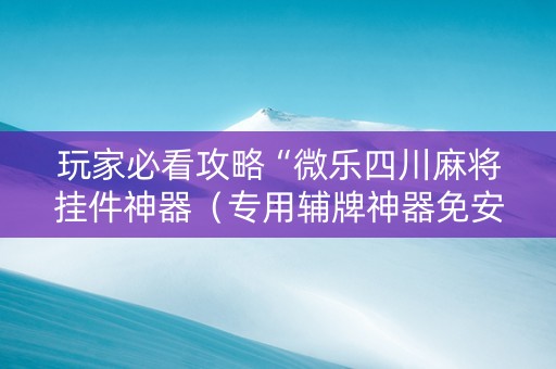玩家必看攻略“微乐四川麻将挂件神器（专用辅牌神器免安装）