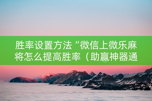 胜率设置方法“微信上微乐麻将怎么提高胜率（助赢神器通用版）