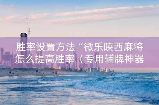 胜率设置方法“微乐陕西麻将怎么提高胜率（专用辅牌神器免安装）