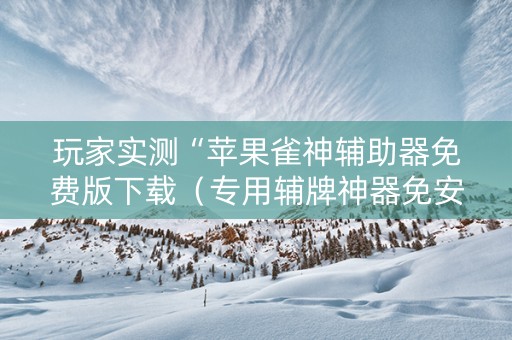 玩家实测“苹果雀神辅助器免费版下载（专用辅牌神器免安装）