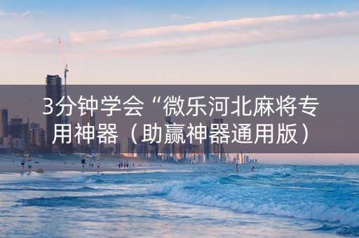 3分钟学会“微乐河北麻将专用神器（助赢神器通用版）