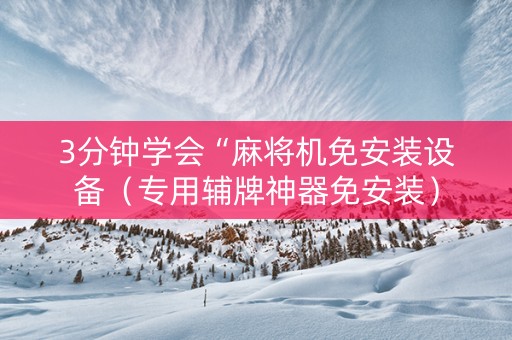 3分钟学会“麻将机免安装设备（专用辅牌神器免安装）
