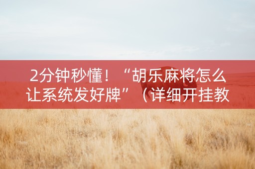 2分钟秒懂！“胡乐麻将怎么让系统发好牌”（详细开挂教程）-哔哩哔哩