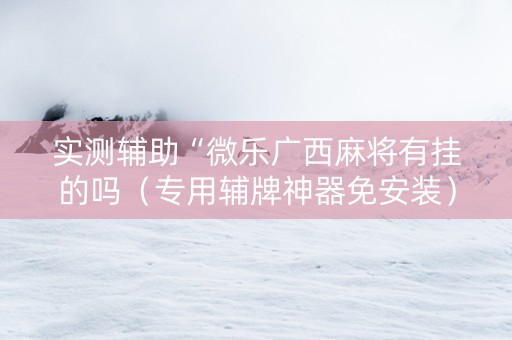 实测辅助“微乐广西麻将有挂的吗（专用辅牌神器免安装）