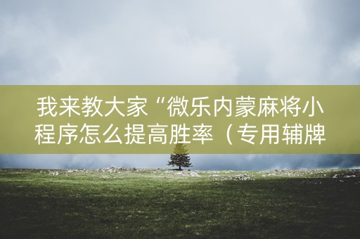 我来教大家“微乐内蒙麻将小程序怎么提高胜率（专用辅牌神器免安装）