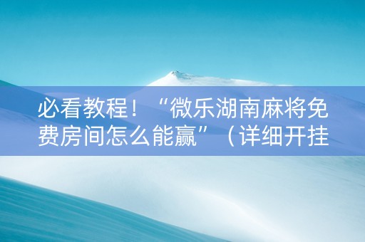 必看教程！“微乐湖南麻将免费房间怎么能赢”（详细开挂教程）-哔哩哔哩
