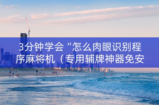 3分钟学会“怎么肉眼识别程序麻将机（专用辅牌神器免安装）