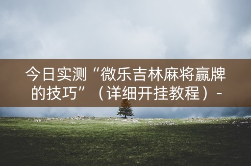 今日实测“微乐吉林麻将赢牌的技巧”（详细开挂教程）-哔哩哔哩